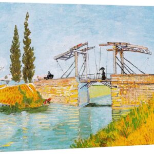 wall26 Canvas Print Wall Art Langlois Bridge at Arles by Master Artist Vincent Van Gogh Nature Wilderness Illustrations Fine Art Relax/Calm Multicolor for Living Room, Bedroom, Office - 24"x36"