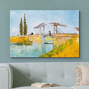 wall26 Canvas Print Wall Art Langlois Bridge at Arles by Master Artist Vincent Van Gogh Nature Wilderness Illustrations Fine Art Relax/Calm Multicolor for Living Room, Bedroom, Office - 24"x36"