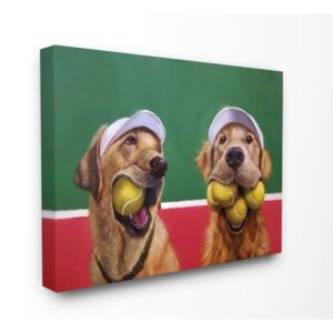 stupell industries mouth full tennis ball retriever dogs painting canvas wall art, 16 x 20, multi-color