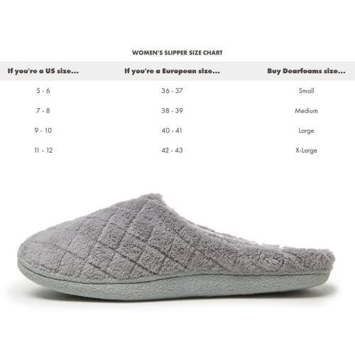 Dearfoams Women's Leslie Washable Memory Foam Terry Clog with Wide Widths Slipper, Medium Grey, 7-8