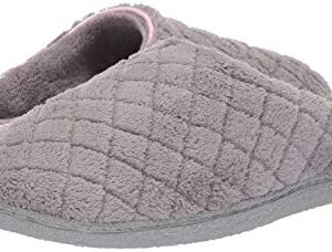 Dearfoams Women's Leslie Washable Memory Foam Terry Clog with Wide Widths Slipper, Medium Grey, 7-8