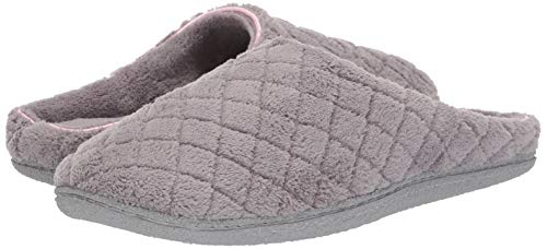 Dearfoams Women's Leslie Washable Memory Foam Terry Clog with Wide Widths Slipper, Medium Grey, 7-8