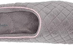 Dearfoams Women's Leslie Washable Memory Foam Terry Clog with Wide Widths Slipper, Medium Grey, 7-8