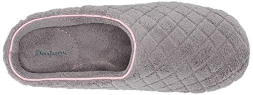 Dearfoams Women's Leslie Washable Memory Foam Terry Clog with Wide Widths Slipper, Medium Grey, 7-8