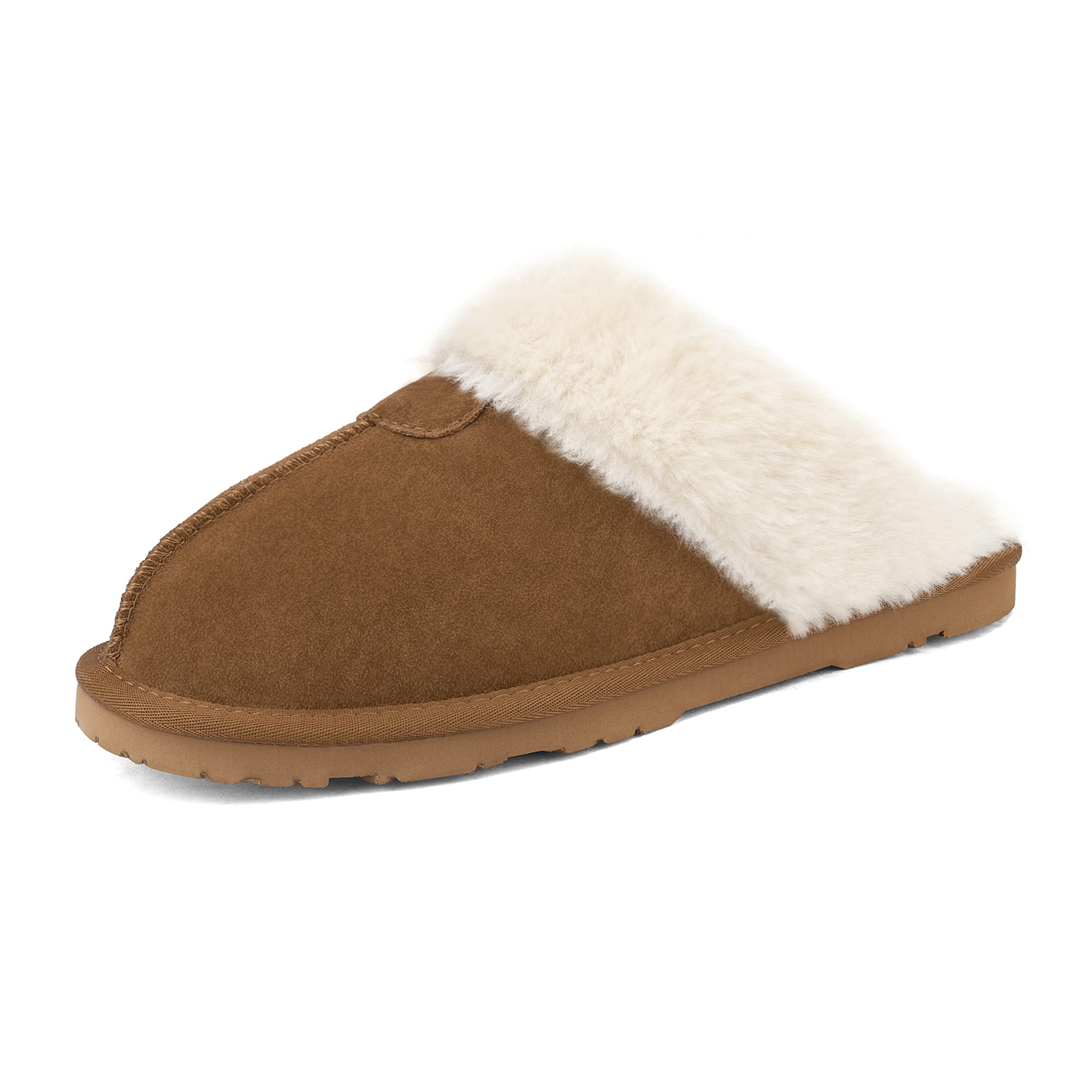 DREAM PAIRS Women's House Slippers Indoor Fuzzy Fluffy Furry Cozy Home Bedroom Comfy Winter Cute Warm Outdoor Shoes,Size 9,CHESNUT,SOFIE-05