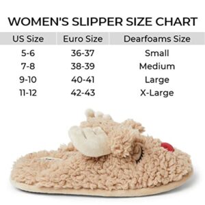 Dearfoams Women's Shay Giftable Holiday Themed Novelty Scuff Slipper, Reindeer, Large