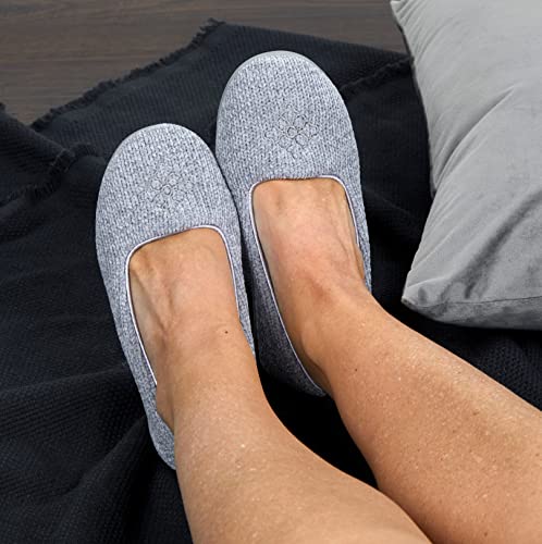 Dearfoams Women's Rebecca Lightweight Cozy Memory Foam Closed Back Slipper with Wide Widths, Sleet Chenille, 9-10