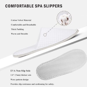 Anmerl Spa Slippers - 10 Pairs Comfy Unisex Slippers - Premium Bulk Disposable Hotel Slippers - Thick Cotton Velvet House Slippers for Guests Wedding Party Travel - Non Slip, Machine Washable, White