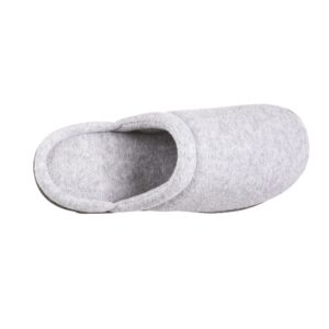 isotoner women's Terry Slip On Clog Slipper with Memory Foam for Indoor/Outdoor Comfort, Heather Grey Rounded, 8.5-9