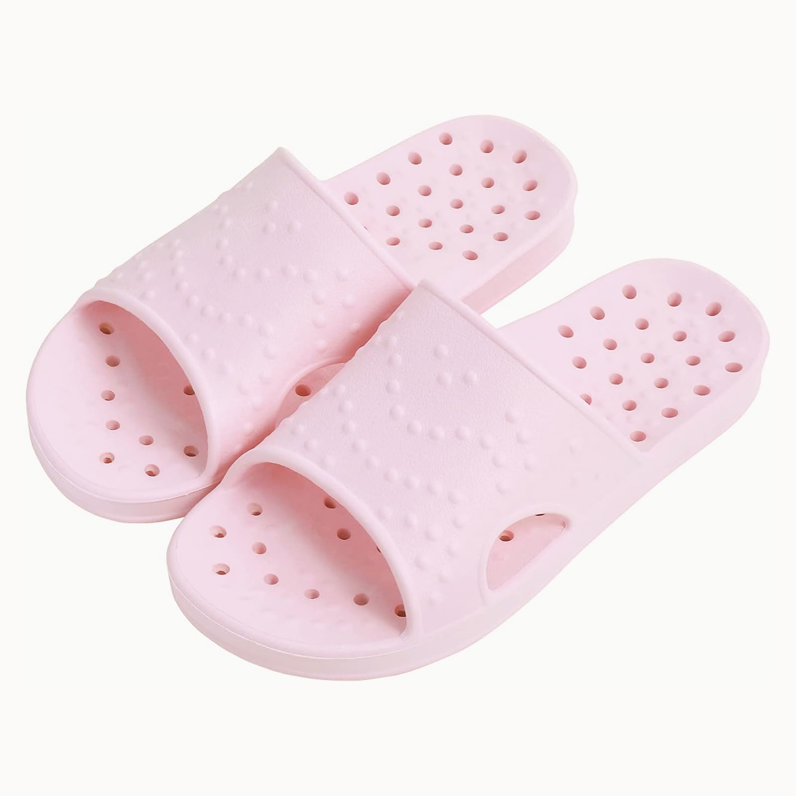 shevalues Shower Shoes for Women with Arch Support Quick Drying Pool Slides Lightweight Beach Sandals with Drain Holes, Pink 8-9 Women / 6.5-7.5 Men