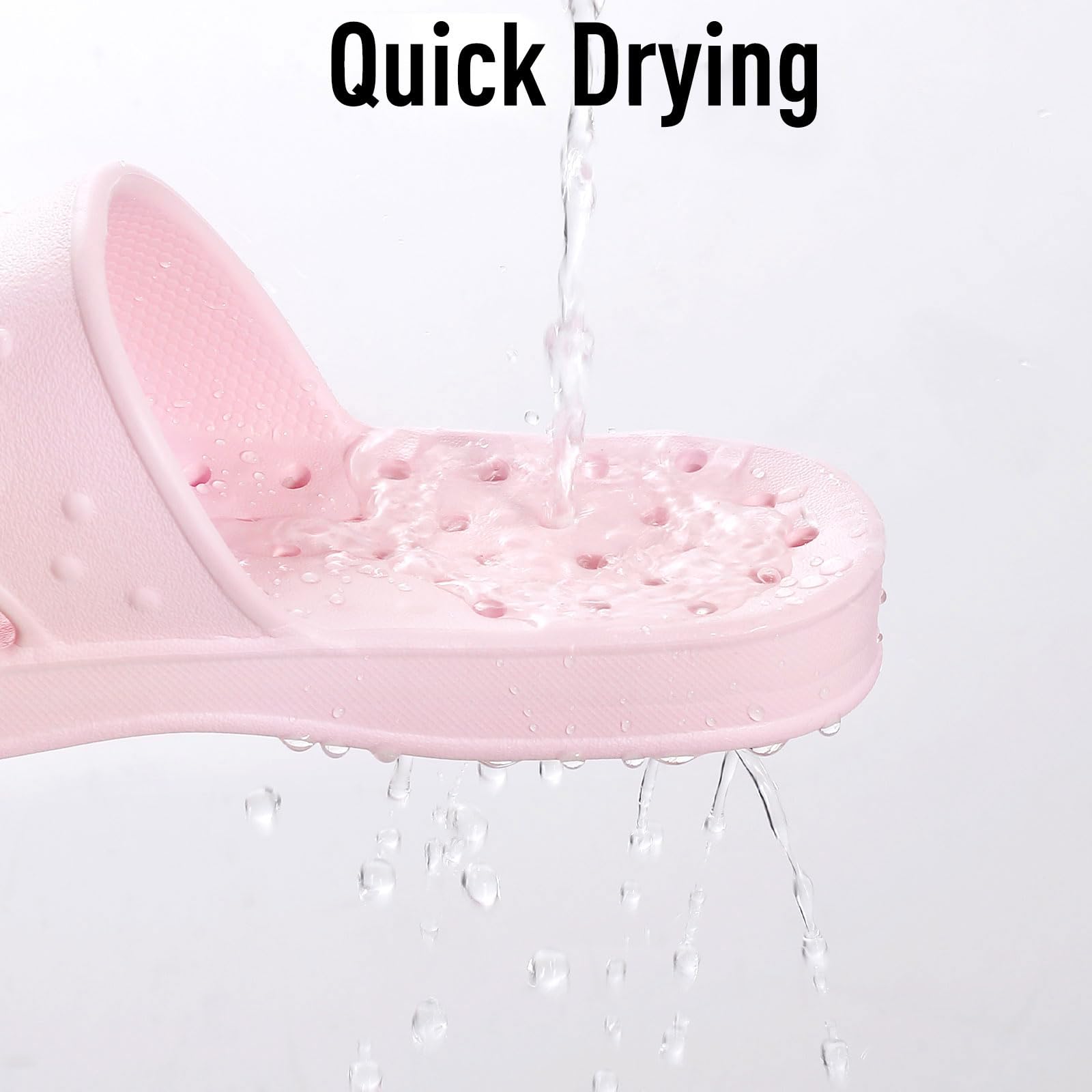 shevalues Shower Shoes for Women with Arch Support Quick Drying Pool Slides Lightweight Beach Sandals with Drain Holes, Pink 8-9 Women / 6.5-7.5 Men