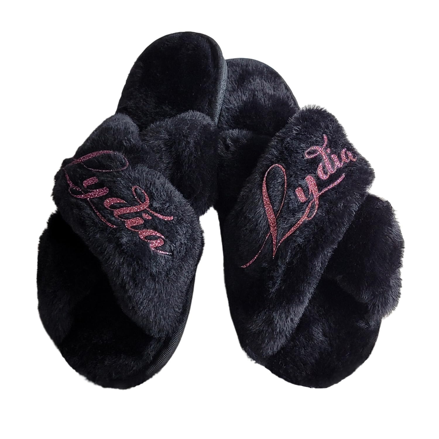 Cute Fluffy Slippers for Women - Sizes XS - XL (US 4-12) - Personalized Bridesmaid Slippers - Custom Gift for Her