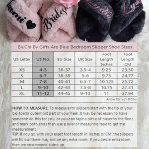 Cute Fluffy Slippers for Women - Sizes XS - XL (US 4-12) - Personalized Bridesmaid Slippers - Custom Gift for Her