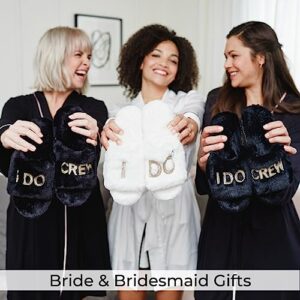 Dearfoams Women's Bride and Bridesmaid Gifts I Do Crew Slippers for Wedding and Bachelorette Party, 𝖨 𝖣𝗈 𝖢𝗋𝖾𝗐 𝖡𝗅𝖺𝖼𝗄, Medium