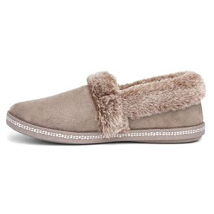 Skechers Women's Cozy Campfire-Team Toasty-Microfiber Slipper with Faux Fur Lining, dark taupe, 10 M US