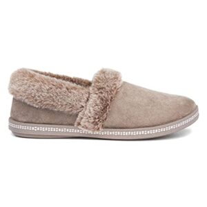 Skechers Women's Cozy Campfire-Team Toasty-Microfiber Slipper with Faux Fur Lining, dark taupe, 10 M US