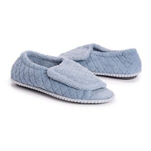 MUK LUKS womens Women's Marylou Adjustable Open Toe Full Foot Slipper, Freesia Blue, Large US