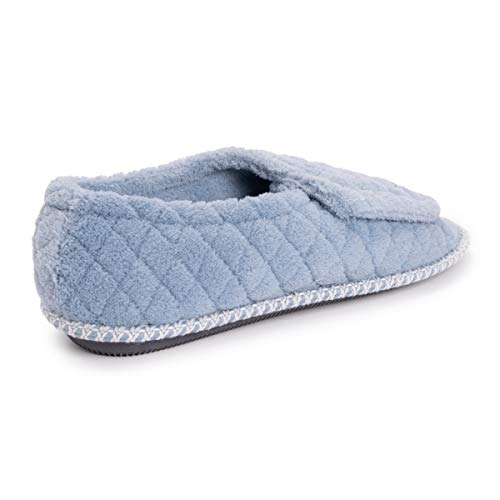 MUK LUKS womens Women's Marylou Adjustable Open Toe Full Foot Slipper, Freesia Blue, Large US