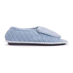 MUK LUKS womens Women's Marylou Adjustable Open Toe Full Foot Slipper, Freesia Blue, Large US