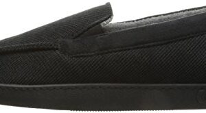 Isotoner Mens Diamond Corduroy Indoor/Outdoor Slipper With Memory Foam Moccasin, Black, 13-14 US