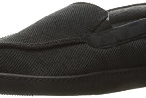 Isotoner Mens Diamond Corduroy Indoor/Outdoor Slipper With Memory Foam Moccasin, Black, 13-14 US