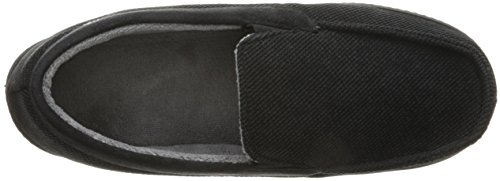 Isotoner Mens Diamond Corduroy Indoor/Outdoor Slipper With Memory Foam Moccasin, Black, 13-14 US