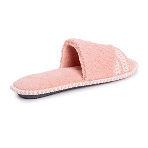 MUK LUKS Women's Sally Micro Chenille Slipper, Rose Gold, Medium