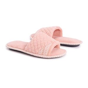 MUK LUKS Women's Sally Micro Chenille Slipper, Rose Gold, Medium