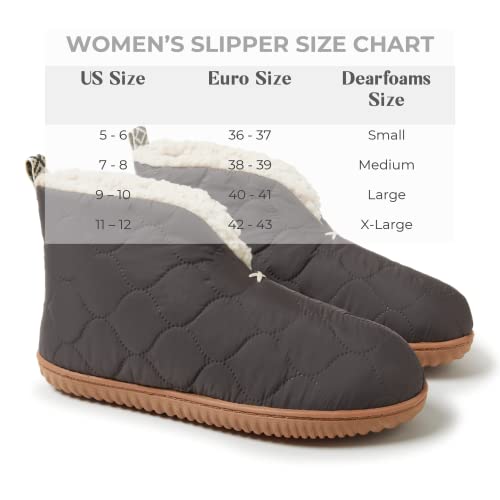 Dearfoams Women's Indoor/Outdoor Warm Up Bootie Slipper, PAVEMENT, Large