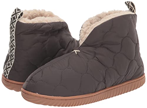 Dearfoams Women's Indoor/Outdoor Warm Up Bootie Slipper, PAVEMENT, Large