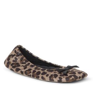 dearfoams womens layla ballerina slipper, leopard, medium us