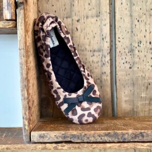 Dearfoams womens Layla Ballerina Slipper, Leopard, Medium US