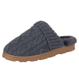 Jessica Simpson Womens Soft Cable Knit Slippers with Indoor/Outdoor Sole, Charcoal, XL