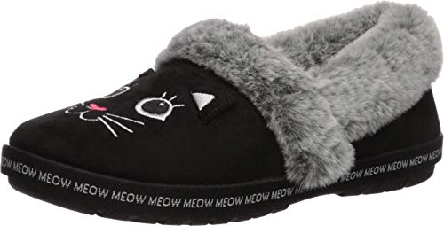 Skechers womens Too Cozy - Meow Pajamas Slipper, Black, 8.5 US