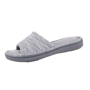 isotoner womens space dyed andrea with moisture wicking for indoor/outdoor comfort and arch support slide slipper, ash, 8.5-9 us