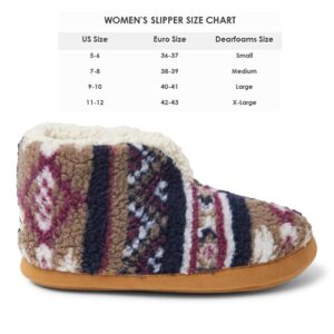 Dearfoams Women's Heritage Warm Up Bootie Slipper, Navy Multi Teddy, Medium