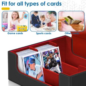 1800+ Card Deck Case for Trading Cards, Leather Magnetic Closure Commander Card Storage Box Magic Card Holders Fit for YuGiOh, MTG and Sport Cards (Red)