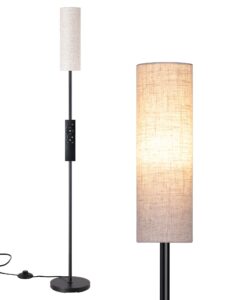 edishine led corner floor lamp for living room, 65" standing tall reading lamp with remote, minimalist dimmable pole lighting for bedroom, office, kids room, bulb included, 2700k-6000k (black)