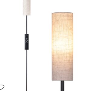 EDISHINE LED Corner Floor Lamp for Living Room, 65" Standing Tall Reading Lamp with Remote, Minimalist Dimmable Pole Lighting for Bedroom, Office, Kids Room, Bulb Included, 2700K-6000K (Black)