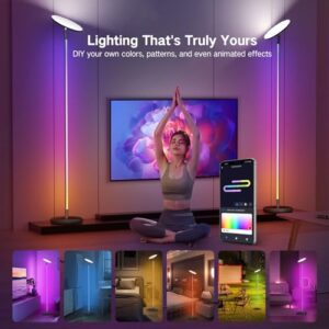 OUTON Smart Floor Lamp, 30W/3000LM Bright LED RGB Torchiere Floor Lamp, Works with Alexa Google Home, 16 Million DIY Colors, Music Sync, Standing lamp for Living Room, Bedroom, Gaming Room (Black)