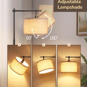 EDISHINE Dimmable Floor Lamp, 5 Color Temperature, Modern Standing Lamp with Remote Control & Beige Shade, E26 Socket, Arc Floor Lamp for Bedroom, Living Room, Office, LED Bulb Included