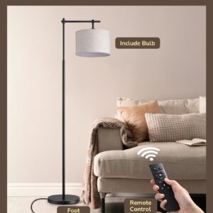 EDISHINE Dimmable Floor Lamp, 5 Color Temperature, Modern Standing Lamp with Remote Control & Beige Shade, E26 Socket, Arc Floor Lamp for Bedroom, Living Room, Office, LED Bulb Included