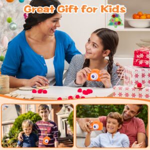 PROGRACE Kids Camera for Boys Girls - Dual Selfie Mini Children Camera Age 3 4 5 6 7 8 9 Year Old Kids Camcorder Birthday 𝗚𝗶𝗳𝘁 for Girls Boys Toy Camera for Kids Video Camera Recorder Orange