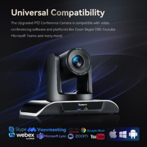 Tenveo 20X Optical Zoom PTZ Conference Room Camera, USB3.0/HDMI FHD 1080P 60FPS, for Video Conferencing Business Meeting Live Streaming Church Services Worship Events Education Skype Zoom Teams OBS