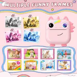 Instant Camera for Kids,Unicorns Kids Camera Instant Print Toys for Girls,Selfie Video Camera for Kids Age 3-12,48MP Digital Camera 32G TF Card&5 Roll Print Paper,Toddler Toys Girls Toys Age 6-8