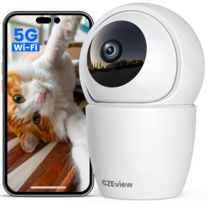 czeview 3k 5mp security camera indoor, 2.4/5ghz wifi pet camera baby monitor with phone app, remote pan tilt zoom, night vision, motion detection, auto tracking, two way talk, works with alexa