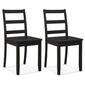 giantex wood dining chairs set of 2 black- wooden armless kitchen chairs with solid rubber wood legs, non-slip foot pads, max load 400 lbs, farmhouse style high ladder back wooden dining room chairs