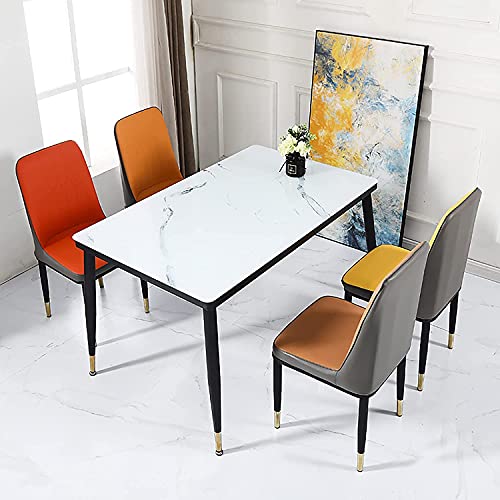 FIXARE Kitchen Dining Chairs Modern PU Leather High Back Padded Soft Seat Lounge Chair Metal Legs Living Room Chairs (Color : 3)