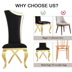 ACEDÉCOR Dining Room Chairs, Black Velvet Upholstered Dining Chairs, Modern Dining Chairs with Gold Legs, Streamlined Back and Mirror X-Shaped Metal Legs, Black high-Back Dining Chairs Set of 20