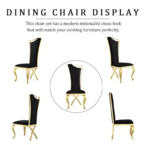 ACEDÉCOR Dining Room Chairs, Black Velvet Upholstered Dining Chairs, Modern Dining Chairs with Gold Legs, Streamlined Back and Mirror X-Shaped Metal Legs, Black high-Back Dining Chairs Set of 20